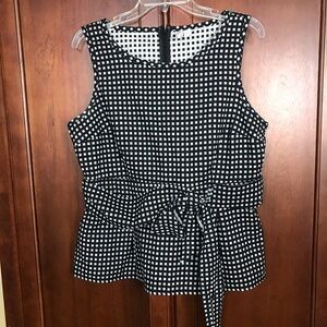 Elle Black Check Peplum Top Size L